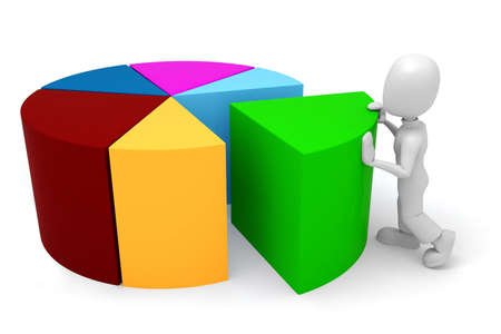 3d man pushing a graphic pieceの写真素材