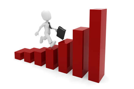 3d man climbing upの写真素材