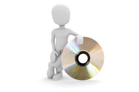 3d man and cd or dvd diskの写真素材