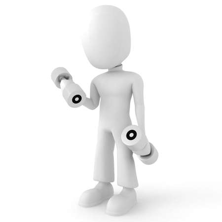 3d man pumping ironsの写真素材