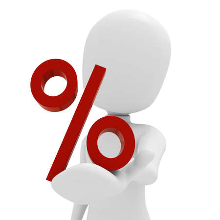 3d man and the percentage symbol