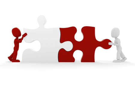 3d man puzzle join, conceptの写真素材