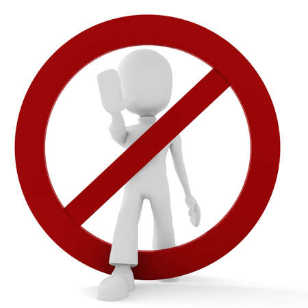 3d man and NO signの写真素材