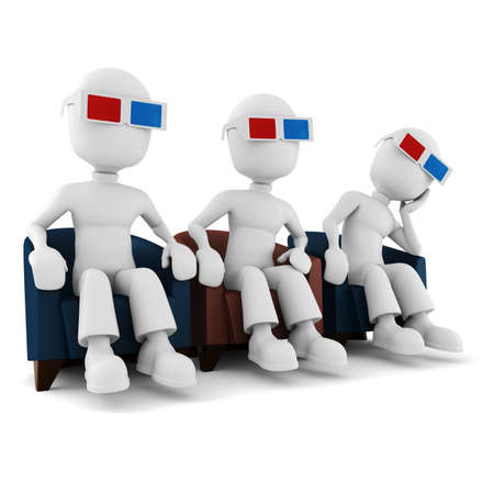 3d man living the 3d movie experienceの写真素材