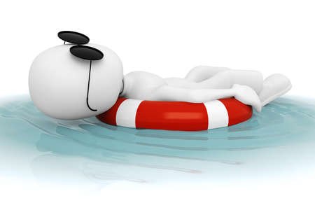3d man relaxing in a poolの写真素材