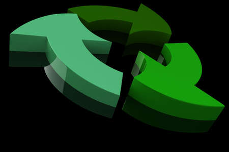 green recycle symbol isolated on black