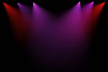 3d stage lights on black backgroundの写真素材