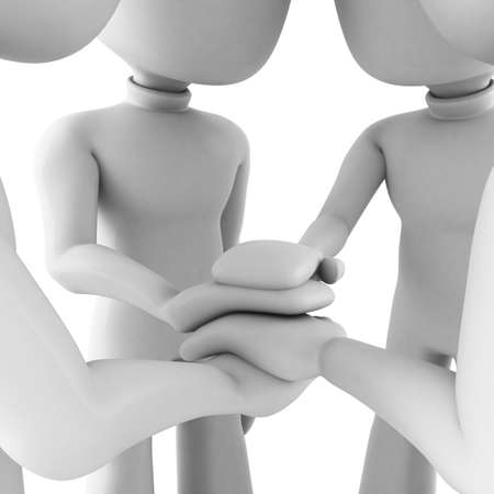 3d man teamwork, isolated on whiteの写真素材