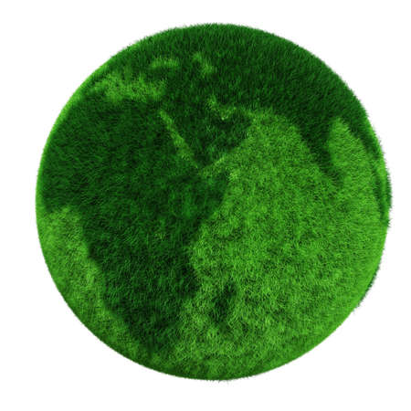 3d earth globe made of grassの写真素材