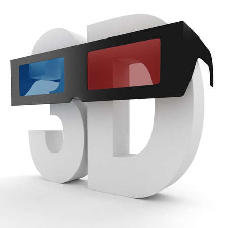 3d sign, red cyan, isolated on white