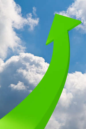 3d arrow pointing up in the sky