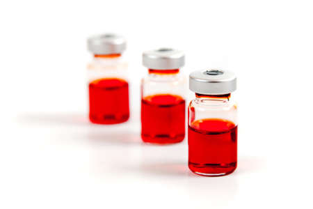 Medicine vials, isolated on white backgroundの写真素材