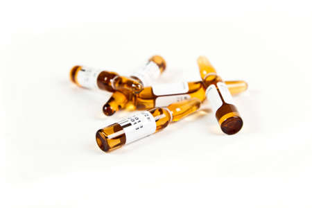 Medicine vials, isolated on white backgroundの写真素材