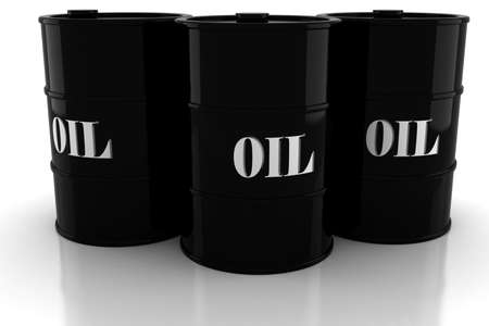3d oil barrel on white backgroundの写真素材