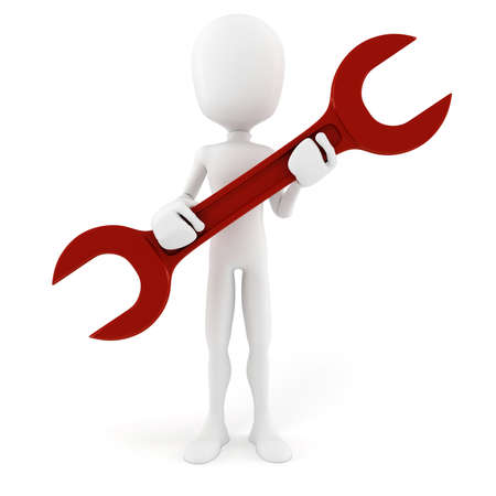 3d man worker, isolated on white backgroundの写真素材