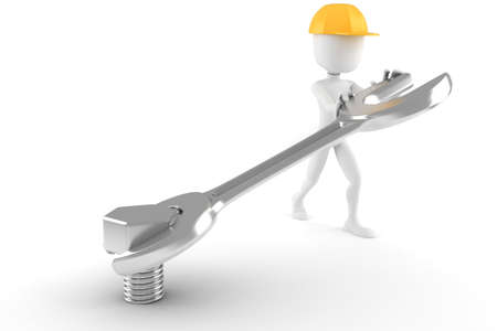 3d man worker, isolated on white backgroundの写真素材