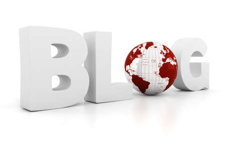 3d blog concept on white backgroundの写真素材