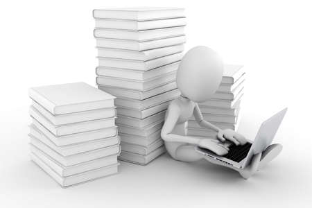 3d man working at his laptopの写真素材