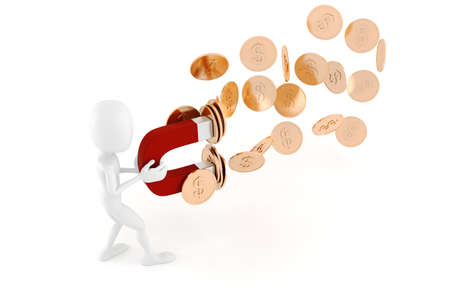 3d man money magnetの写真素材