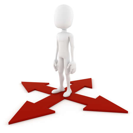 3d man and colorful arrowの写真素材