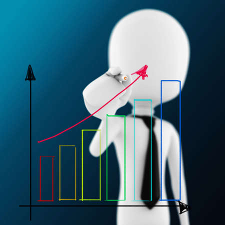 3d man business man drawing a   graphの写真素材