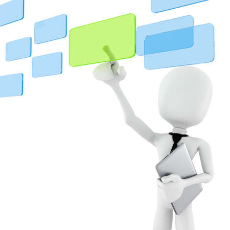 3d man business man making choise,on white backgroundの写真素材