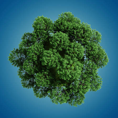 3d green planet full of trees, concept