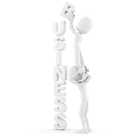 3d man business concept,on white backgroundの写真素材