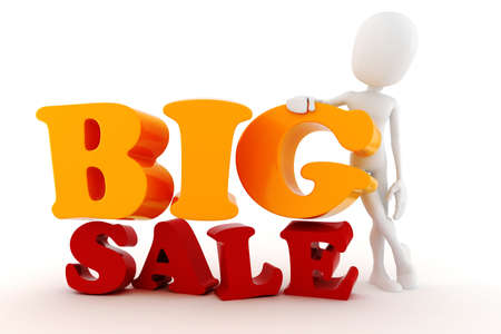 3d man and Big Sale textの写真素材