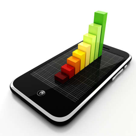 3d smart phone and graph, online business concept