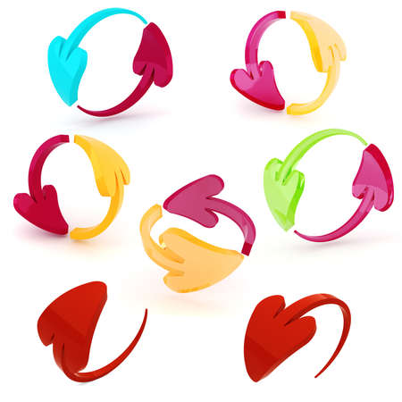 3d shiny colorful arrows on white background