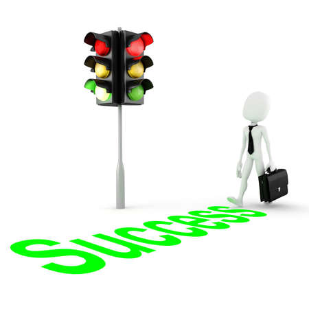 3d man gren light for business!の写真素材