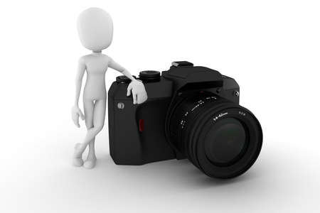 3d man photographer, on white background