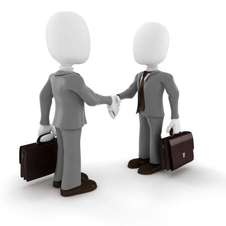 3d man businessman hand shake on white backgroundの写真素材