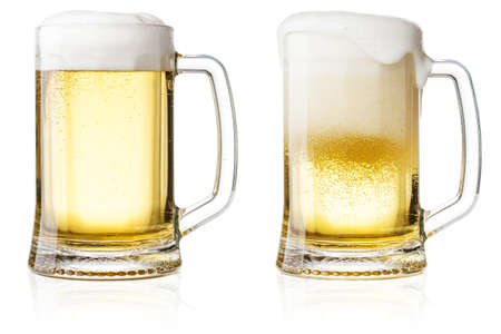 mug with beer on white backgroundの写真素材