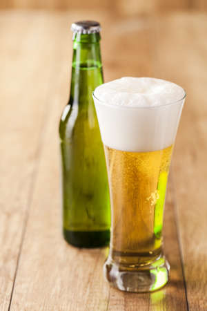 bottle and glass with beer 