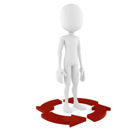 3d man businessman and colorful arrows, on whiteの写真素材