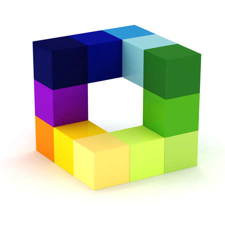 3d abstract cube design  on white backgroundの写真素材