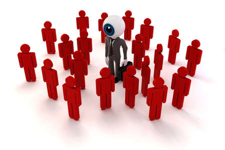 3d man businessman and crowd 