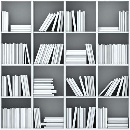 3d books on shelfの写真素材