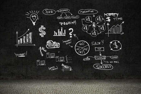 business plan on grunge vintage wallの写真素材