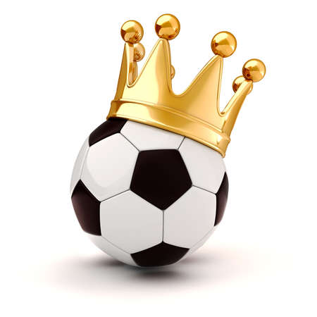 3d football and golden crownの写真素材