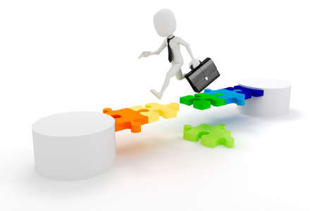 3d man businessman and puzzle linkの写真素材