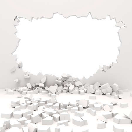 3d wall destructionの写真素材