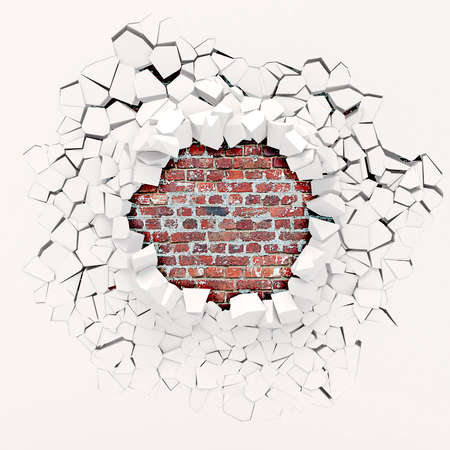 3d wall destructionの写真素材