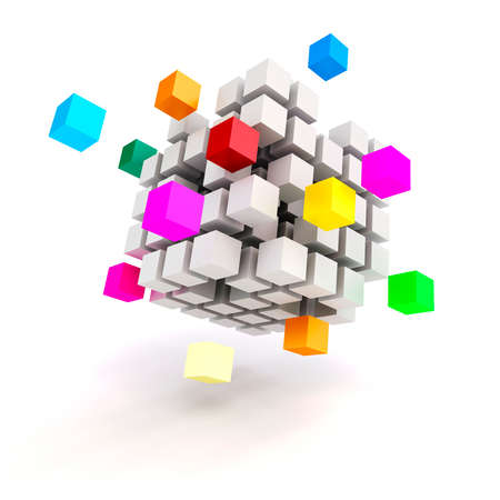 3d abstract cubes on white background