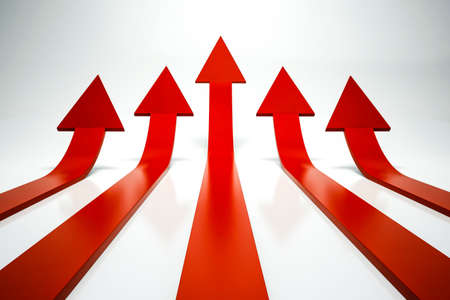 3d arrows pointing upの写真素材