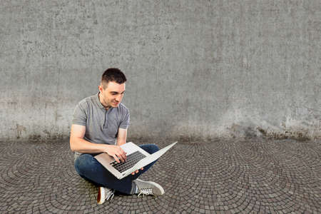 casual man and laptopの写真素材