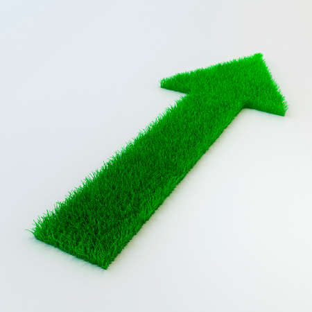 3d arrow made of grassの写真素材