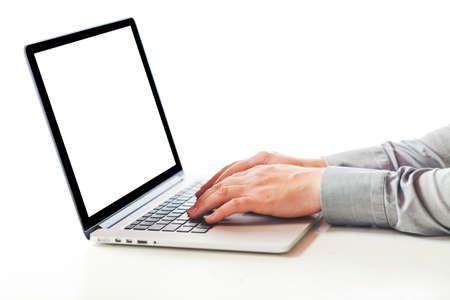 close up image of business man typing on laptop